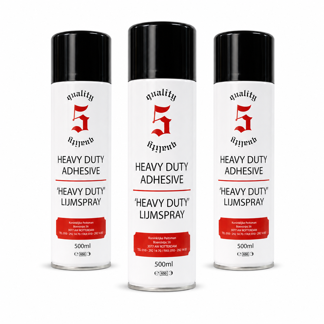 Peitsman Heavyduty Universele Contactlijm Spraylijm / Spuitlijm - Professionele Spuit Lijmspray 500ML - 3 Stuks