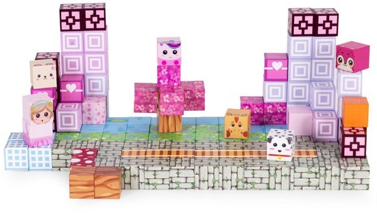 Magnetische Bouwblokken Set - 140 Delig - Roze Magnetische Kubussen - Educatief Constructiespeelgoed voor Kinderen – foto 4