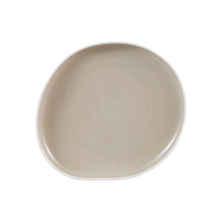 Bricard Barles - Porseleinen Serviesset Set - Dinner Set - 25-delig - 6-Persoons - Wit/Taupe - Japandi – productafbeelding 3