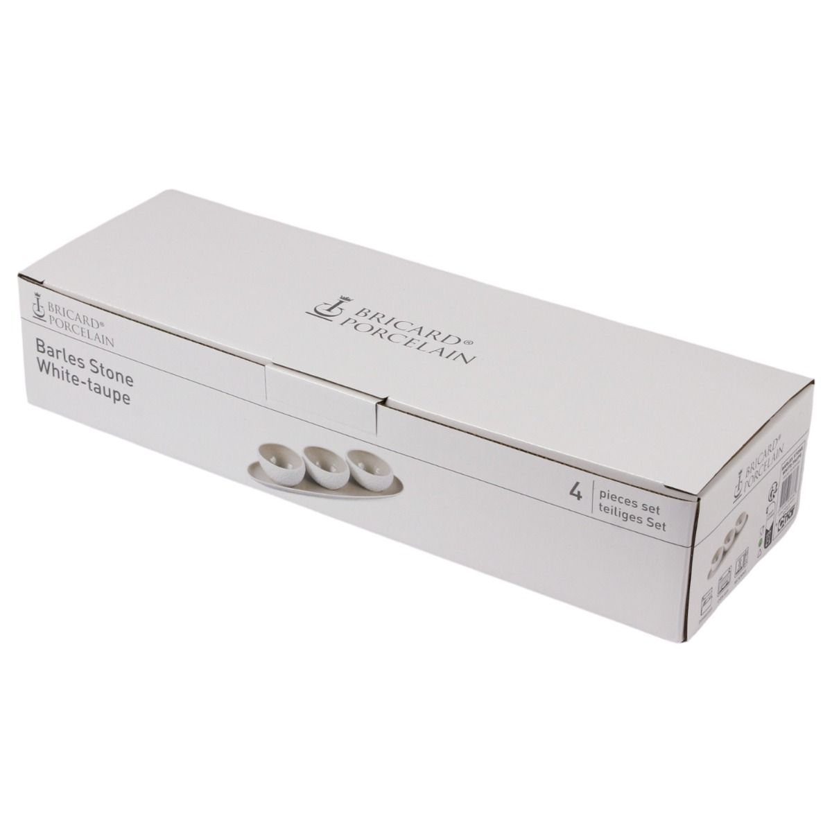 Bricard Barles Stone, Schaaltjes Set, 4-delig, Wit/Taupe, 4-delig, Porselein – verpakking