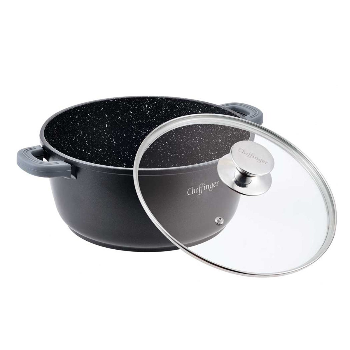 Cheffinger Braadpan met Deksel - 40cm - 18L - Zwart - Inductie - TEKZEN