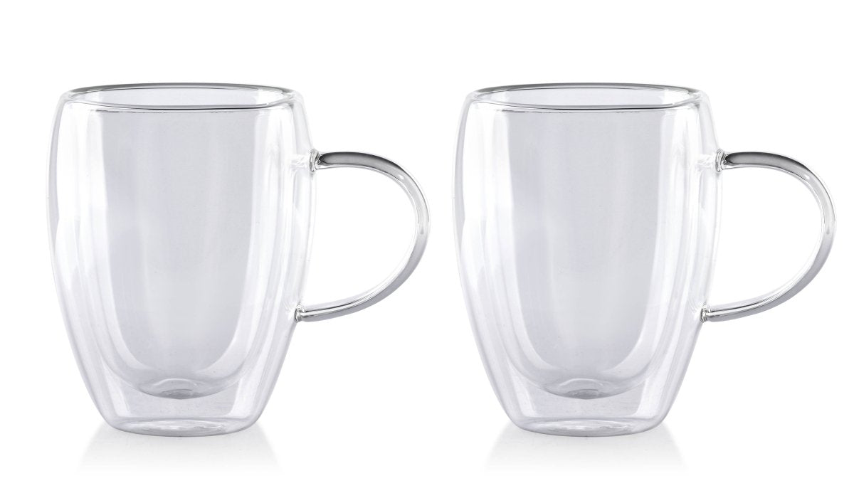 Cheffinger Dubbelwandige Glazen met Oor - 350 ml - Set van 2 - Koffieglazen - Theeglas - Cappuccino Glazen - Latte Macchiato Glazen - TEKZEN