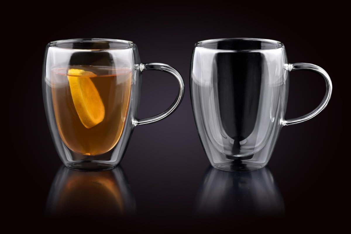 Cheffinger Dubbelwandige Glazen met Oor - 350 ml - Set van 6 - Koffieglazen - Theeglas - Cappuccino Glazen - Latte Macchiato Glazen - TEKZEN