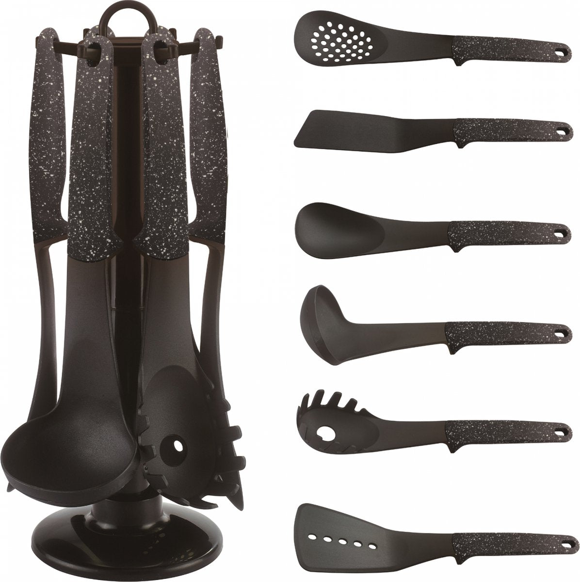 Cheffinger Keukengerei Set - 7 - delig - 360° Draaibare Standaard - Kookgerei Set - TEKZEN