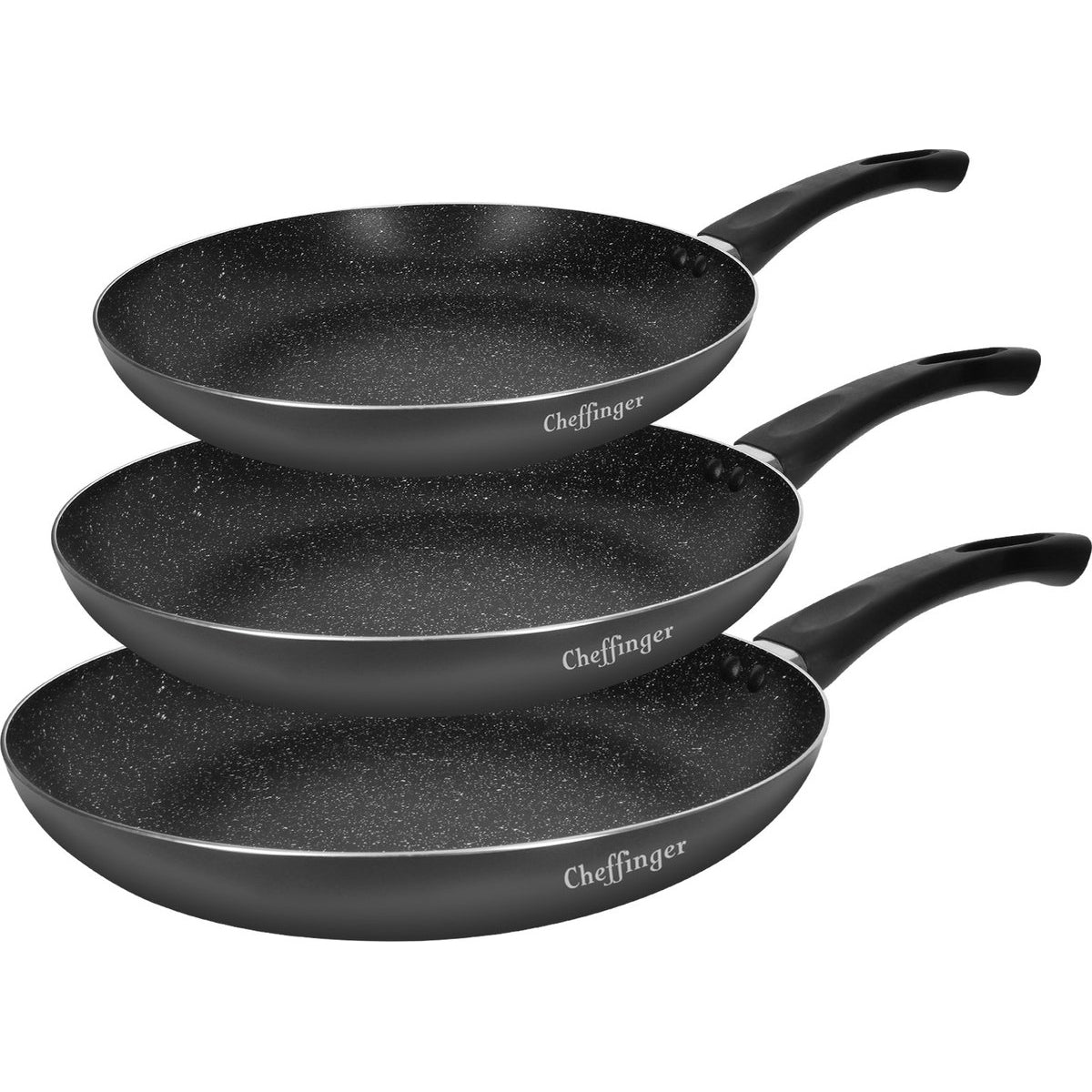 Cheffinger Koekenpannenset - 3 - delig - Koekenpan Ø 20/24/28 cm - Inductie - TEKZEN