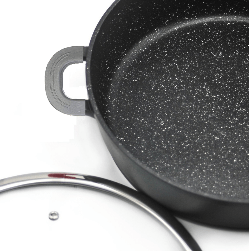 Cheffinger Pannenset met Deksel - 8 - delig - Zwart - Ø20/24/28/32cm - Inductie - TEKZEN