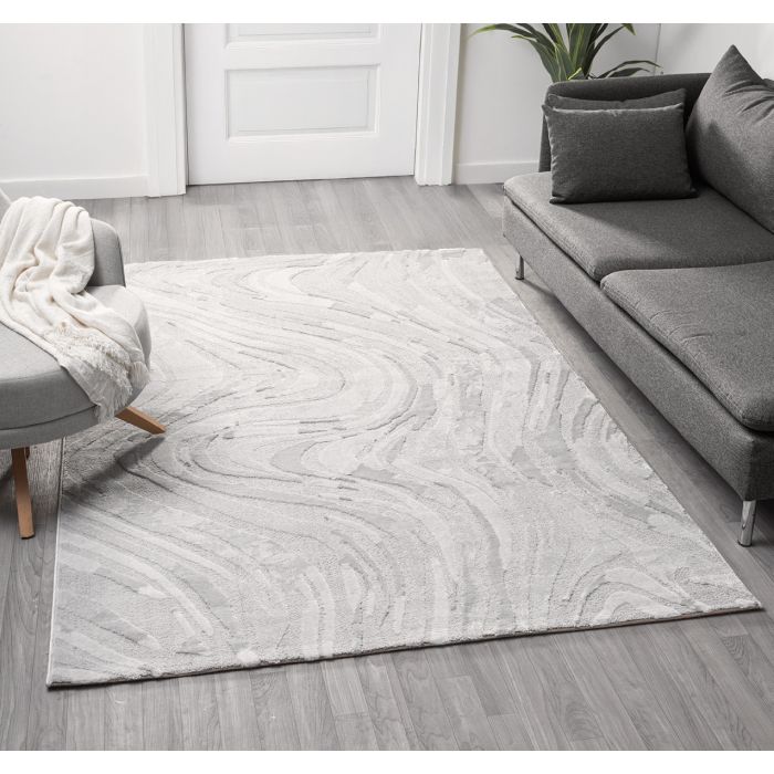 Cinar Carpets Liva D336A - Vloerkleed Lichtgrijs - 13 mm