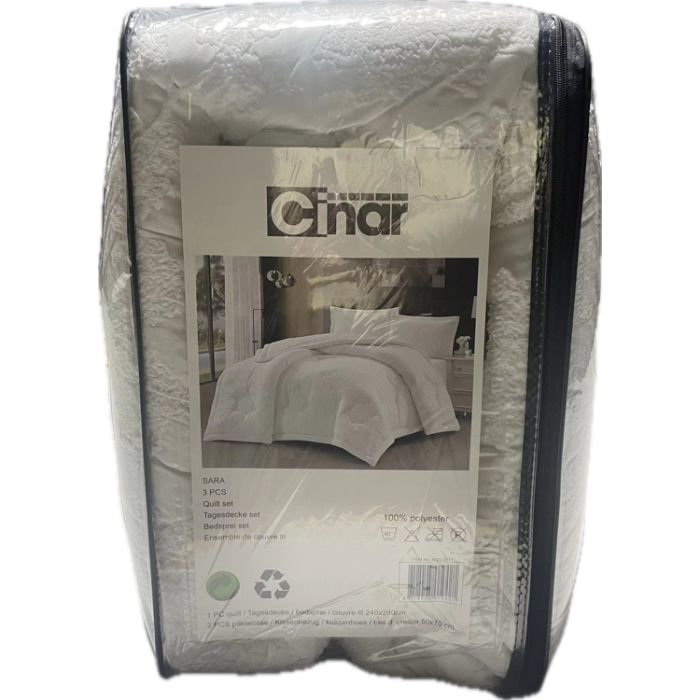 Cinar Sara Bedsprei Set, 3-delig, Wit, 240x260 cm – foto 3