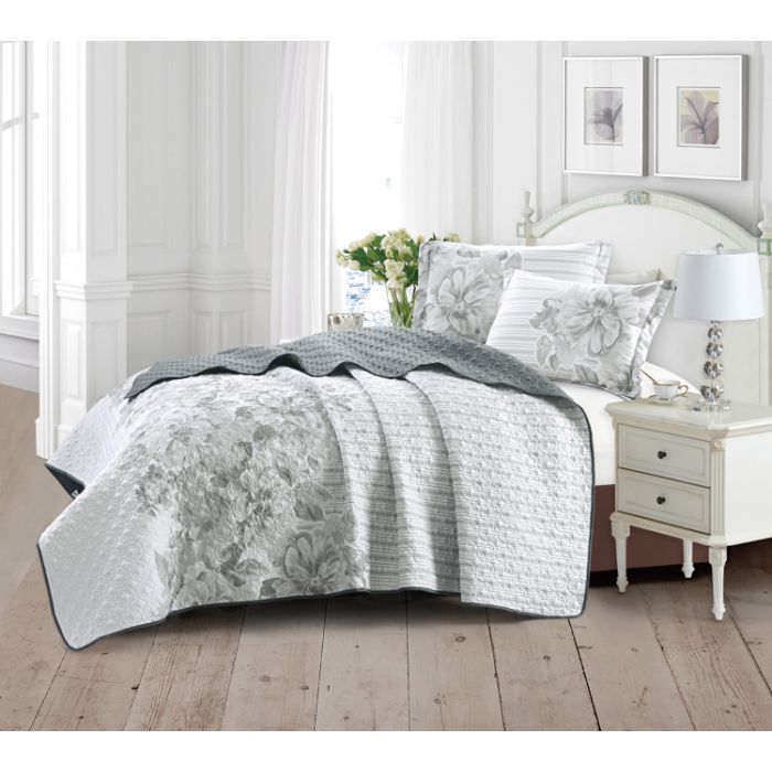 Cinar Tulin Bedsprei Set, 3-delig, Donkergrijs, 240x260 cm – bedspreiset