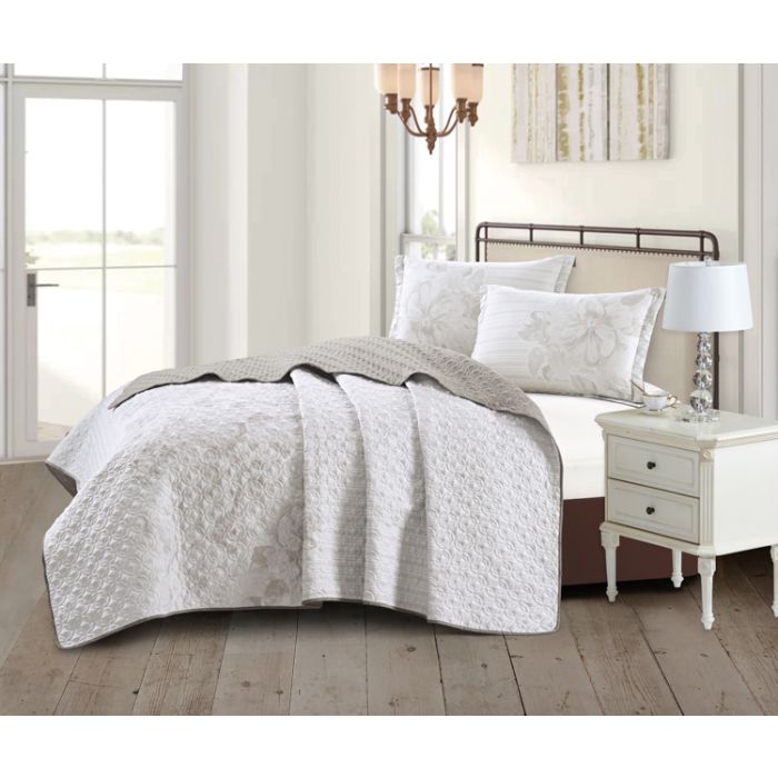 Cinar Tulin Bedsprei Set, 3-delig, Taupe, 240x260 cm – bedspreiset