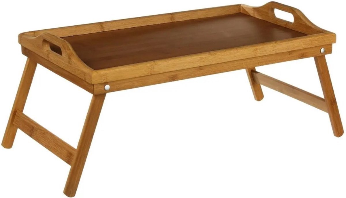 Kadirelli - Ontbijt op bed tafeltje/dienblad rechthoekig 52x27 cm bamboe - Serveerbladen, dienbladen & keukenbenodigdheden - TEKZEN