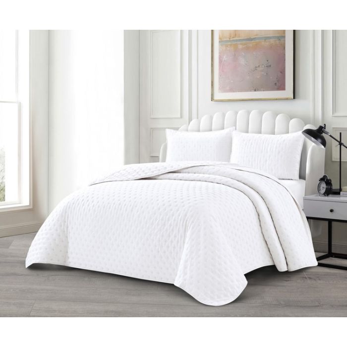 Lavella Deren Bedsprei Set, 3-delig, Wit, 240x250 cm – bedspreiset