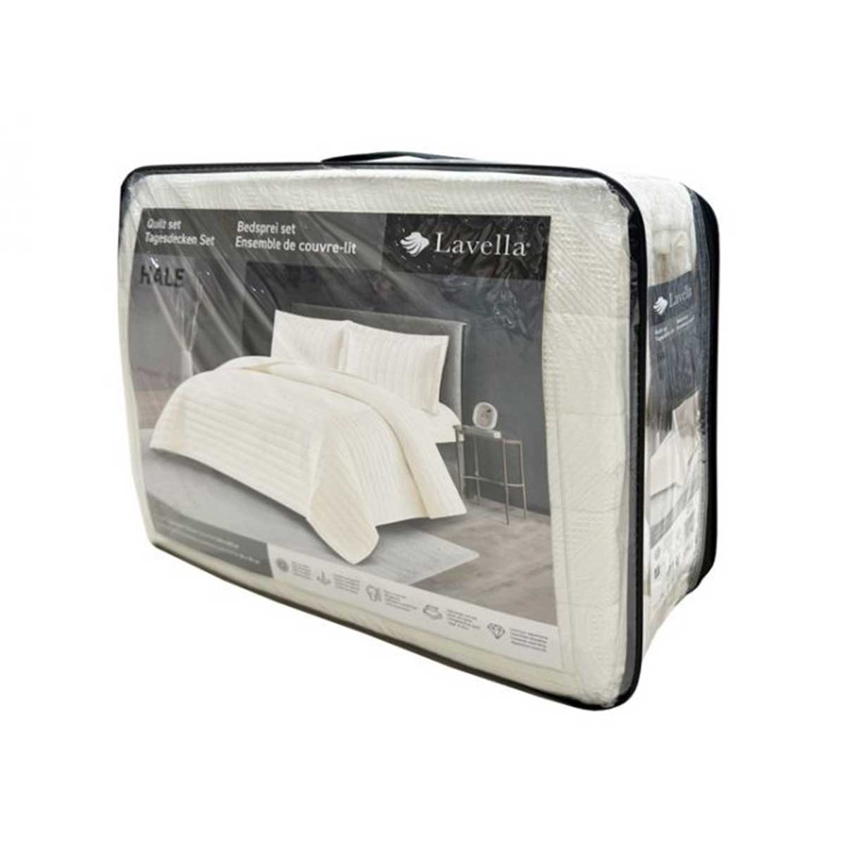 Lavella Hale Bedsprei Set 3-delig, Wit, 260x240cm – foto 3