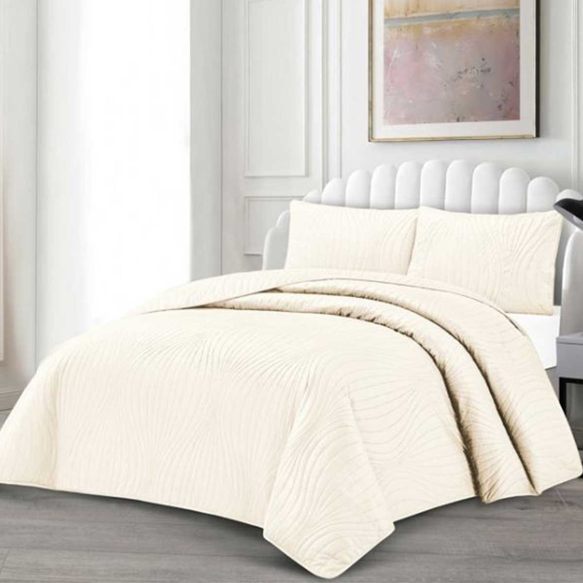 Lavella Iris Bedsprei Set 3-delig, Crème, 250x240cm – bedspreiset