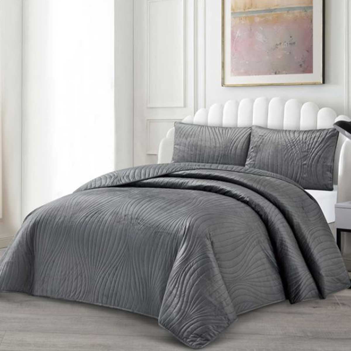 Lavella Iris Bedsprei Set 3-delig, Grijs, 250x240cm – bedspreiset