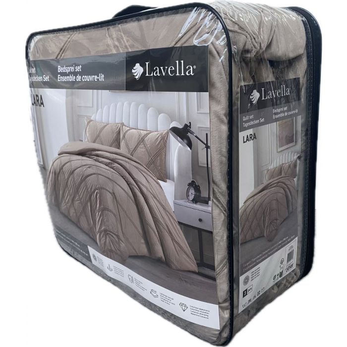 Lavella Lara Bedsprei Set 3-delig, Bruin, 250x240cm – foto 3