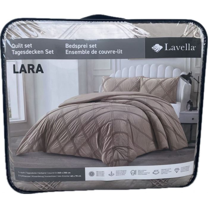 Lavella Lara Bedsprei Set 3-delig, Bruin, 250x240cm – foto 4