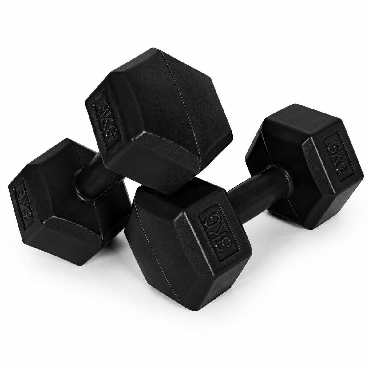 MovePro hex dumbbellset 2 × 3 kg zwart – set van twee dumbbells