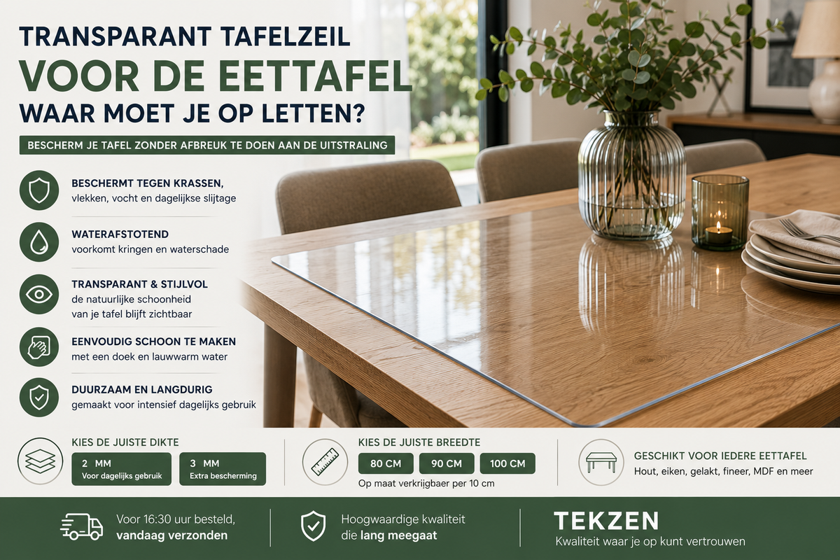 Transparant tafelzeil voor de eettafel: waar moet je op letten?