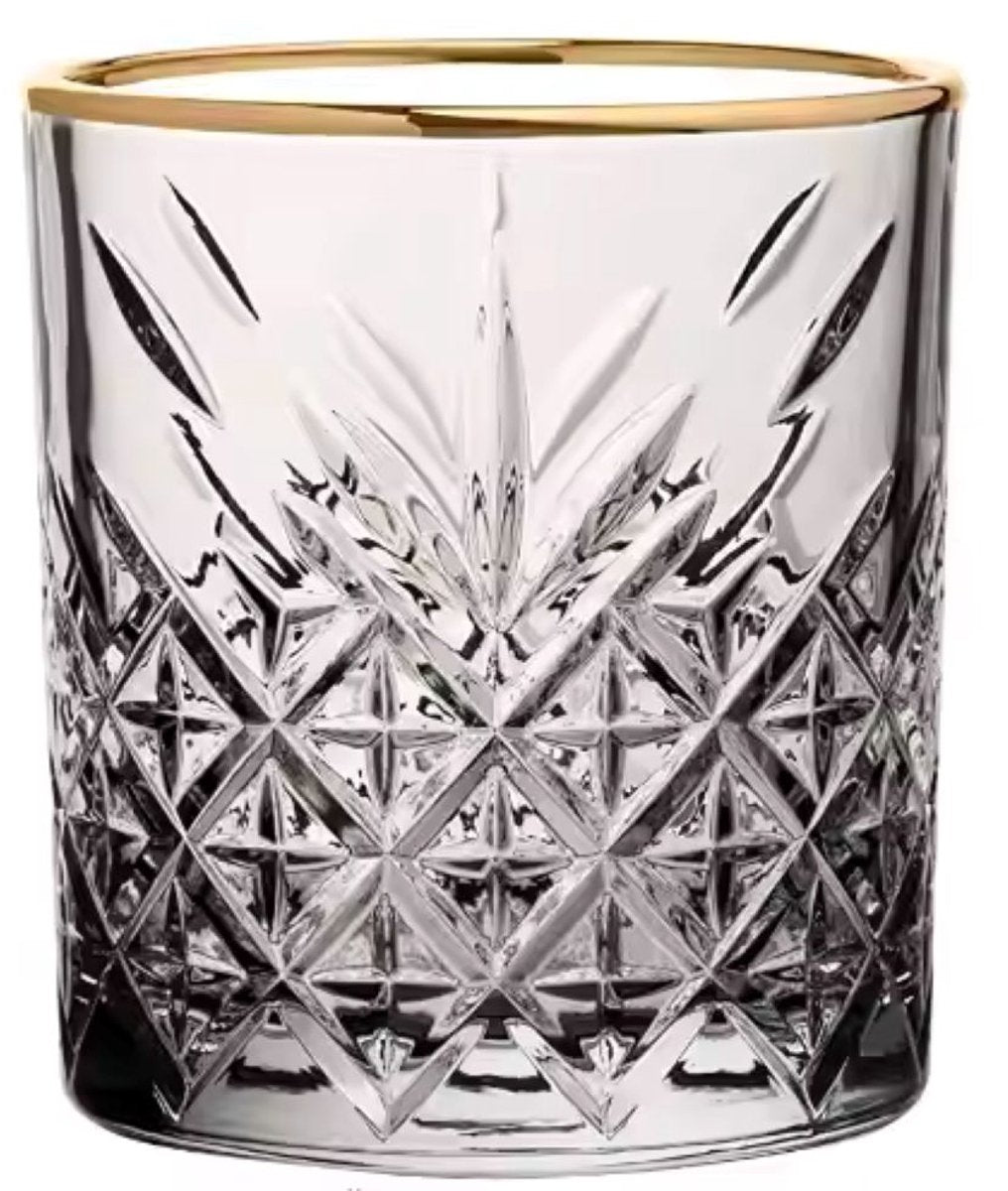 Glozini Wasserglas - Whiskeygläser mit Goldrand - 6er-Set (240ml)