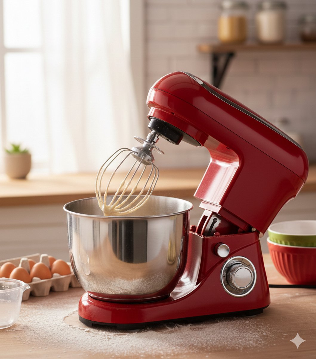 Cheffinger Küchenmaschine - Rot - 6.5L Rührschüssel - Küchenroboter - 3 Zubehörteile - Küchenmaschine - 1600W