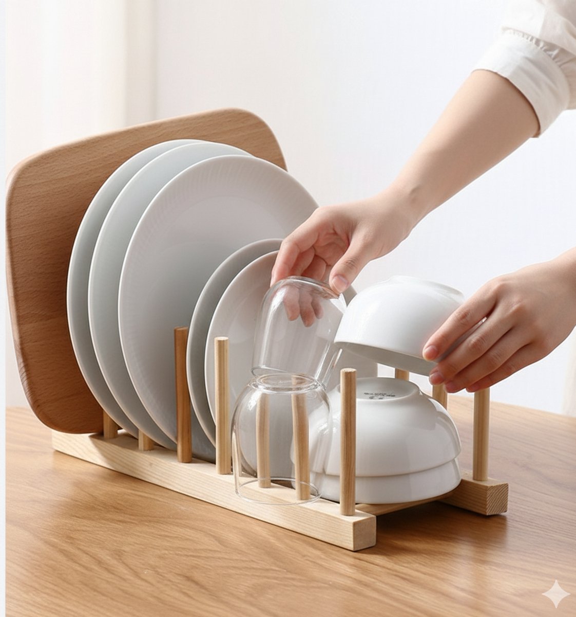 Cheffinger Abtropfgestell – Bambus – Tellerregal – Tellerhalter