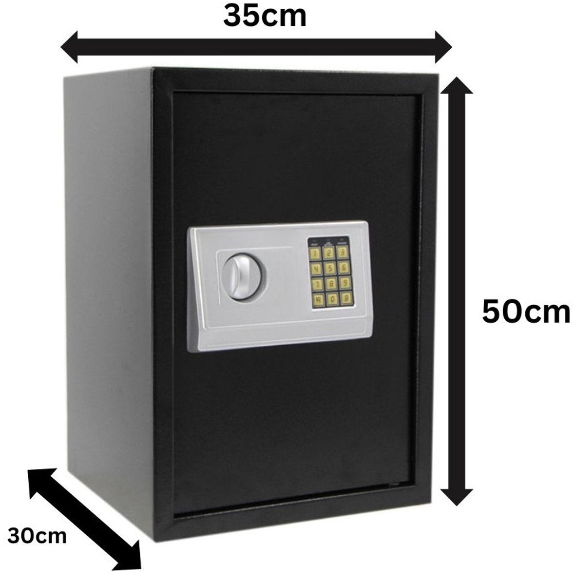 Stark's Tresor - Elektronisches Zahlenschloss und Notschlüssel - Geldschrank - Schmucktresor - 30x35x50cm - Schwarz