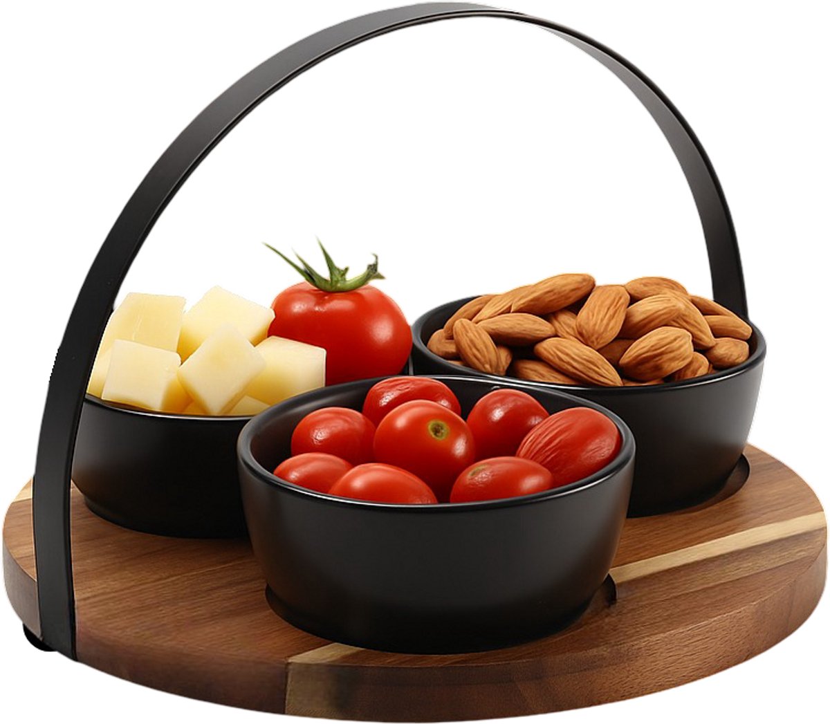 Cheffinger Snack Bowl Set - 4-piece - Bamboo - Black - Serving Set