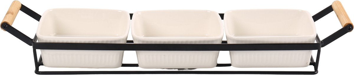 Cheffinger Snackschalen-Set – 4-teilig – Keramik – Schwarz/Weiß