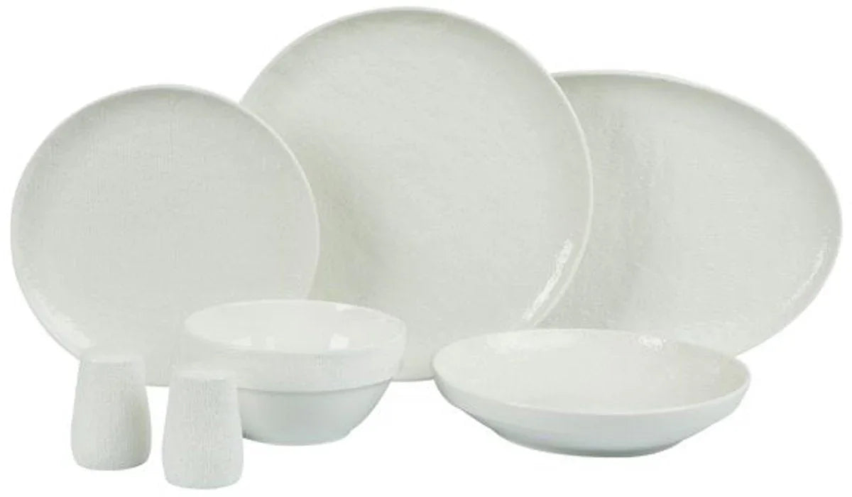 Bricard Valance - Porzellan-Geschirrset - Serviceset - 27-teilig - 6 Personen - Weiß
