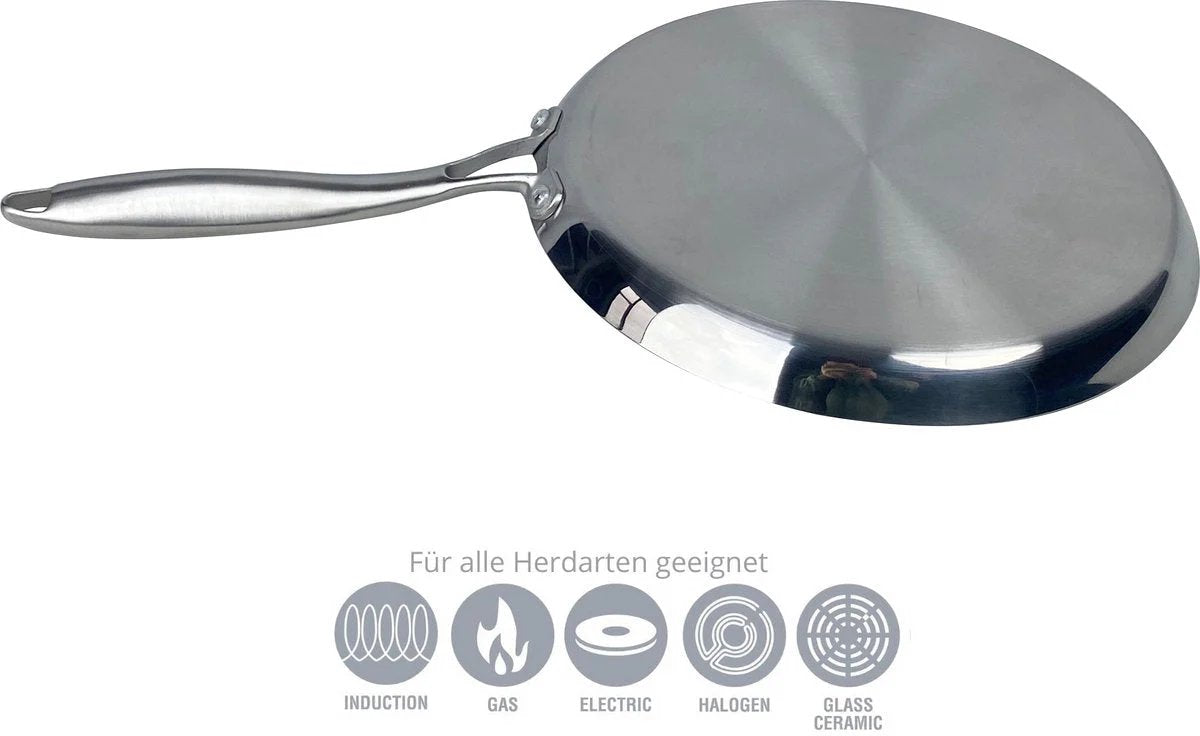 Cheffinger Bratpfannen - 3er-Set - 20cm, 24cm & 28cm - Edelstahl - Silber