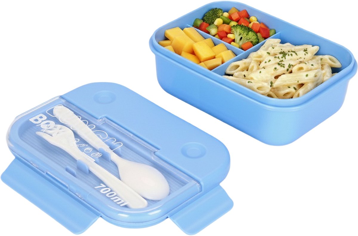 Cheffinger Lunchbox mit Besteck – Blau – Bento Box – Multifunktional für Arbeit und Schule – Meal Prep Behälter