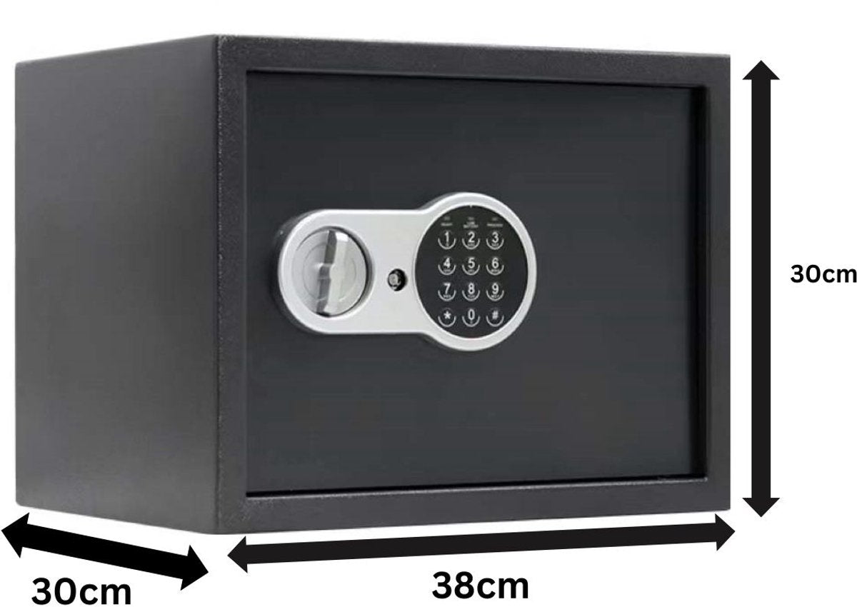 Stark's Safe - Electronic Combination Lock and Emergency Key - Money Safe - Jewelry Safe - 30x38x30cm - Black