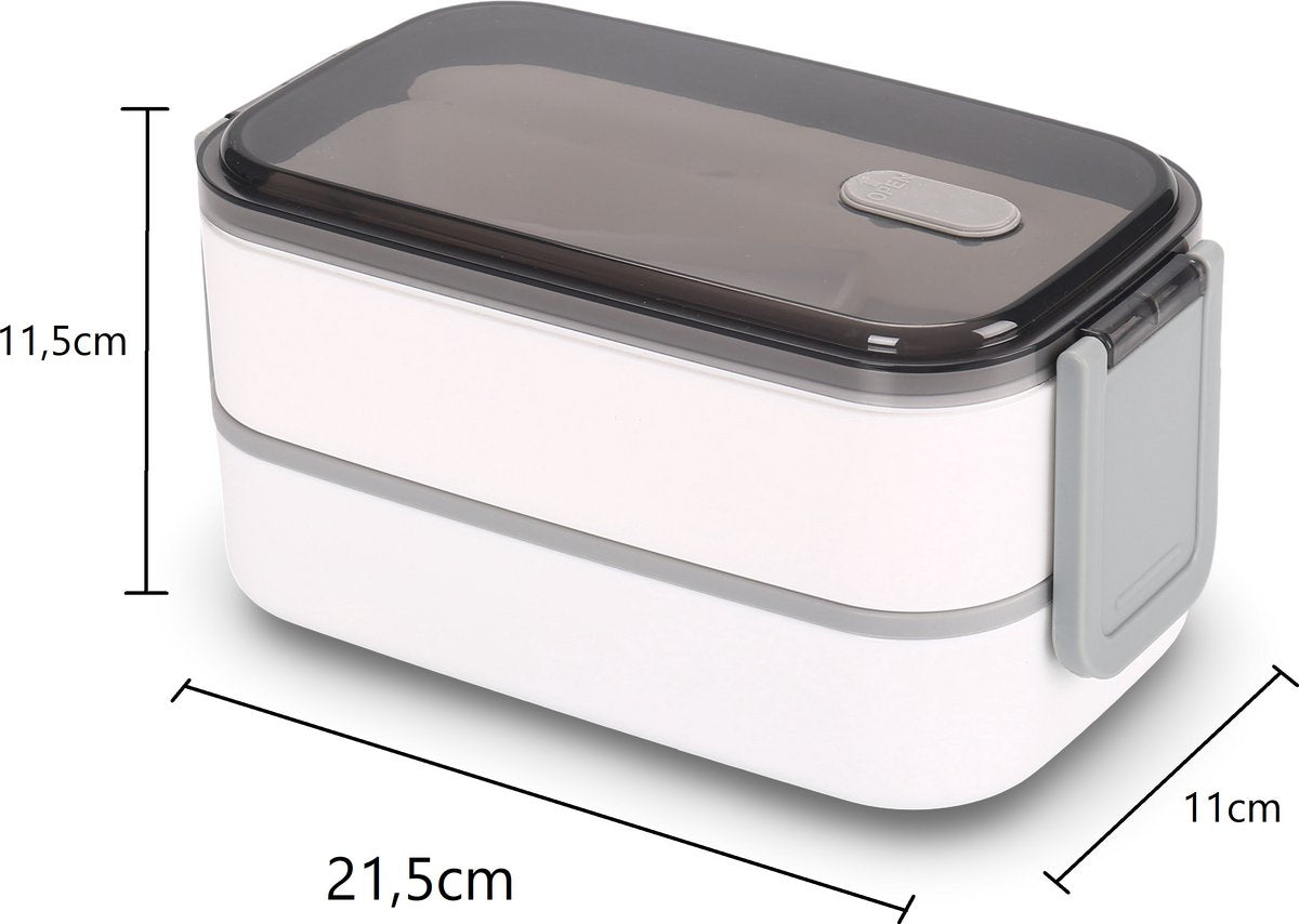 Cheffinger Lunchbox mit Besteck - Weiß - Brotdose - Multifunktional für Arbeit und Schule - Meal Prep Behälter