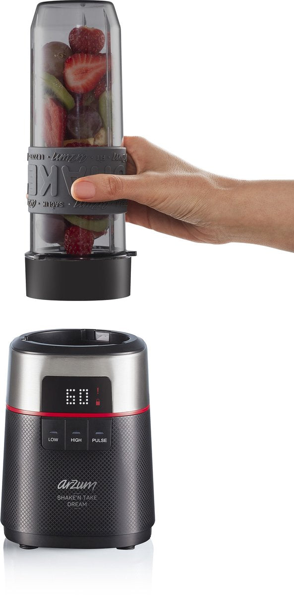 Arzum Shake 'n Take Dream Blender AR1148-0100 | Schwarz - Mini Mixer - 500W - 2 Trinkflaschen