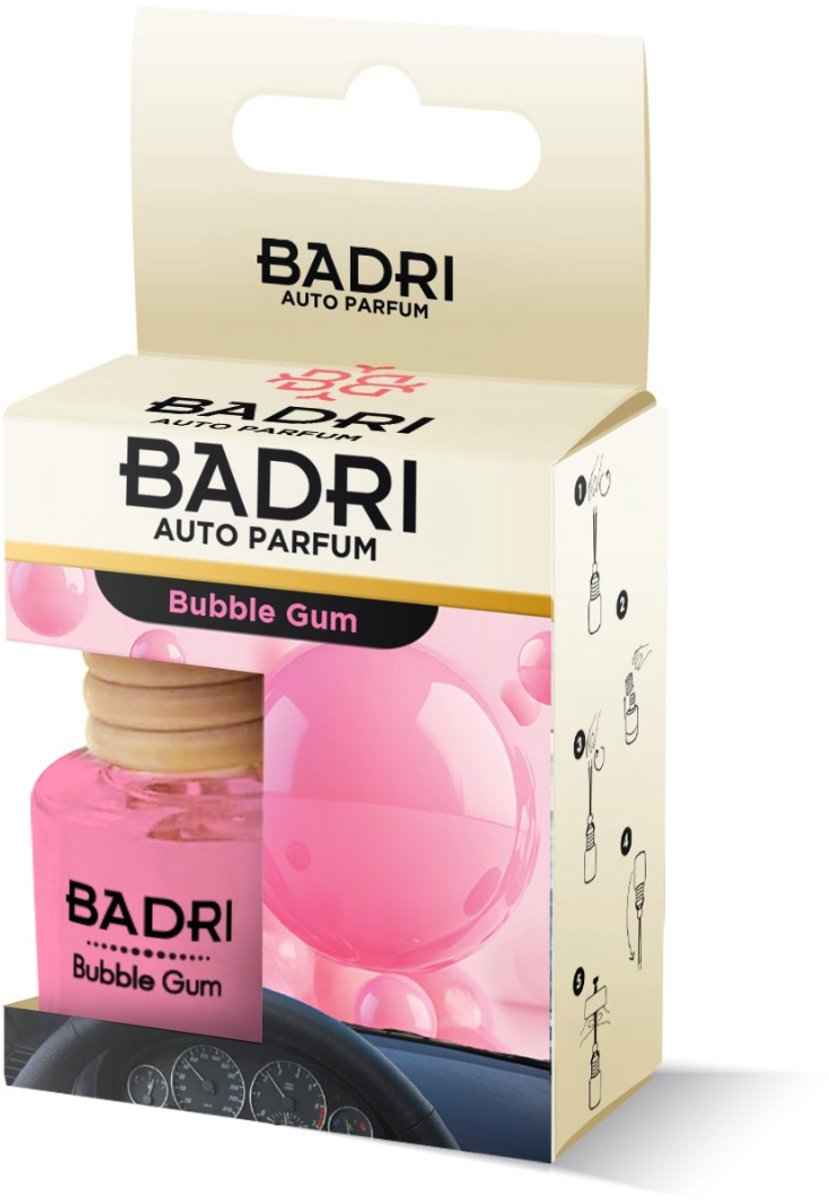 BADRI Auto Parfum Bubble Gum - Luxe Auto Luchtverfrisser met Zoete Bubblegum Geur