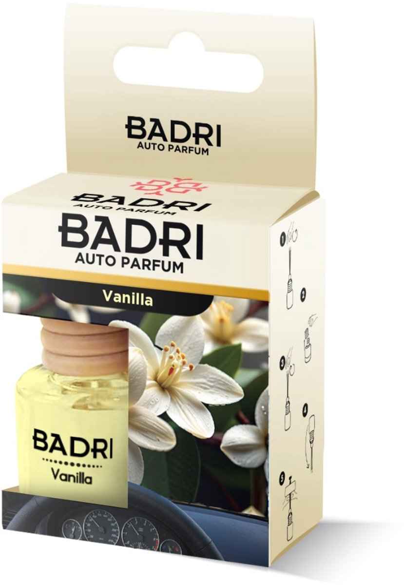 BADRI Auto Parfum Vanilla - Luxe Auto Luchtverfrisser met Zoete Vanillegeur