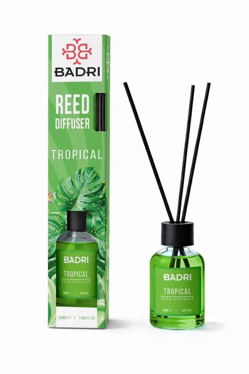 BADRI Geurstokjes Tropical 50ML - Luxe Reed Diffuser met Tropische Geur voor Woonkamer & Badkamer