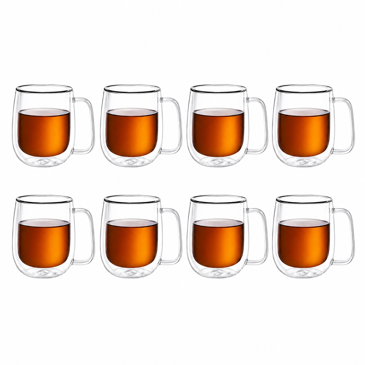 Bricard Dubbelwandige Glazen met Oortje - 300ml - Set van 8 - Koffieglas - Theeglas - Koffieglazen - Latte Macchiato Glazen