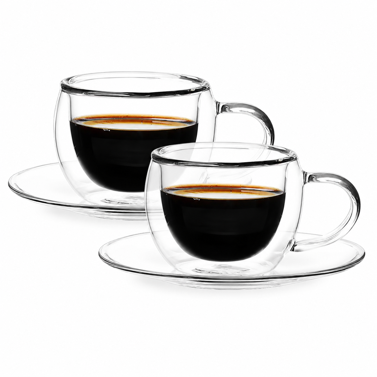 Bricard Dubbelwandige Glazen met Schotel - 140ml - Set van 8 - Koffieglas - Turkse Koffieglazen en onderzetters