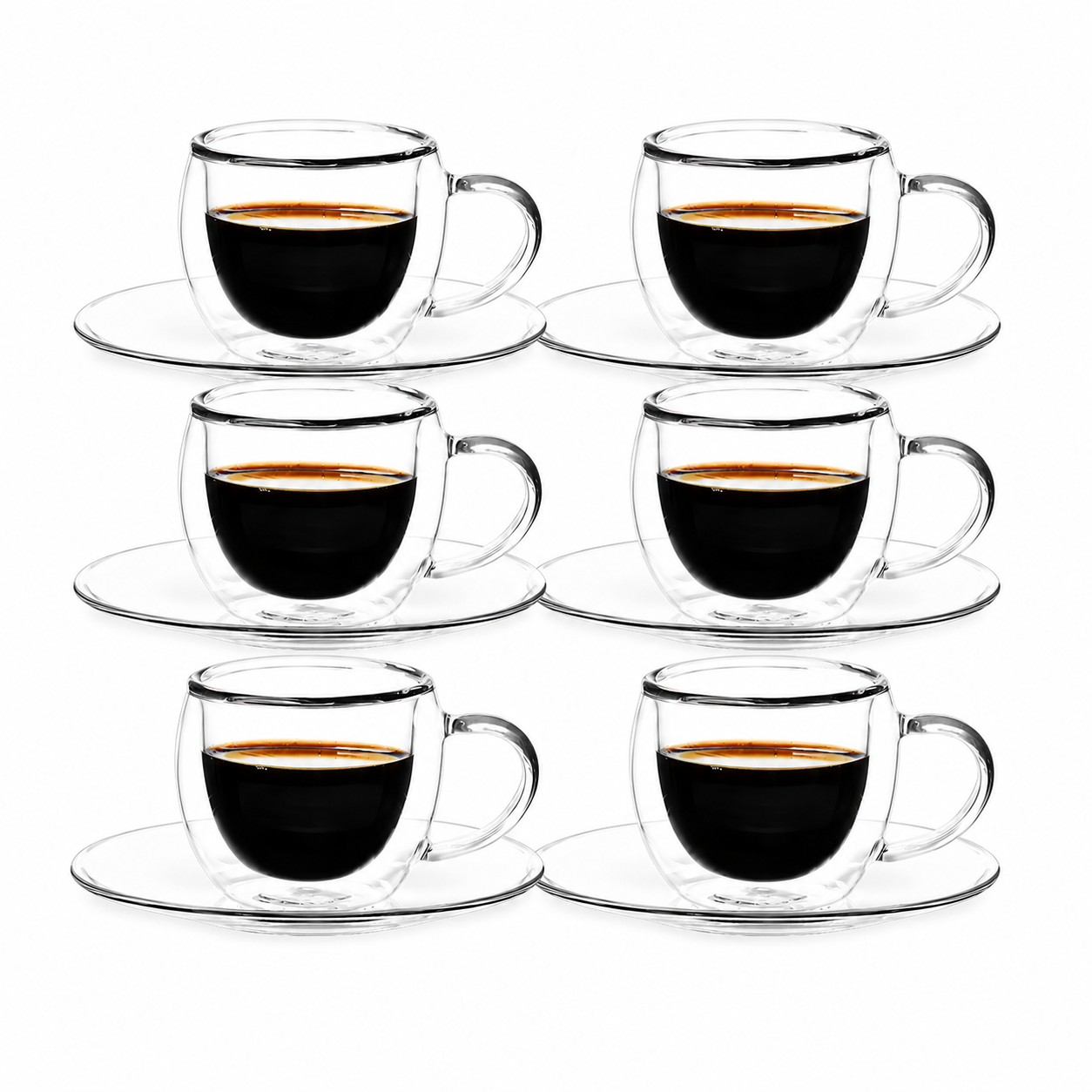 Bricard Dubbelwandige Glazen met Schotel - 140ml - Set van 8 - Koffieglas - Turkse Koffieglazen en onderzetters