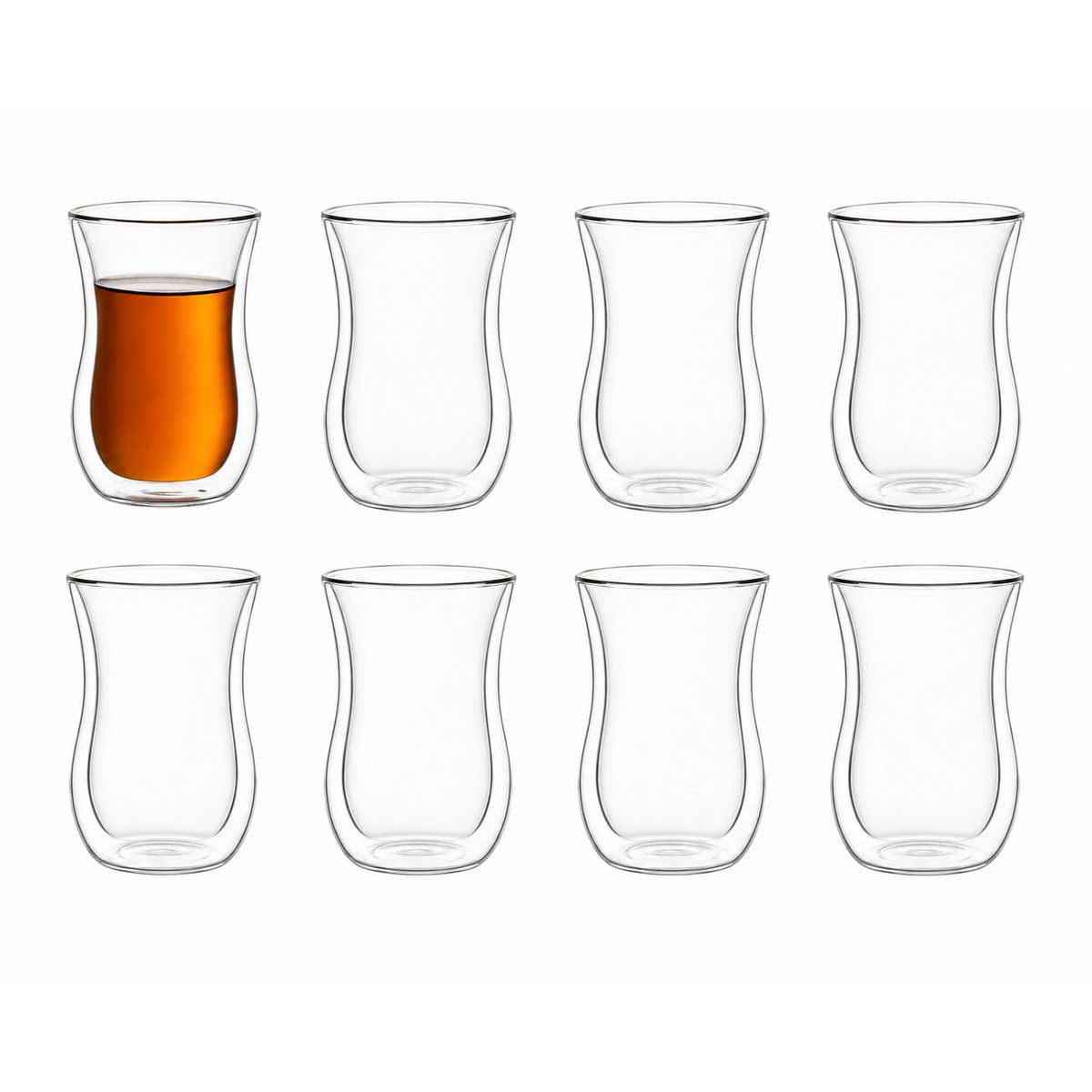 Bricard Dubbelwandige Turkse Theeglazen - 150ml - 8 Stuks - Dubbelwandige Glazen