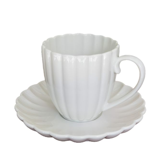 Bricard Paris Koffieset - 12-delig - Wit - 275ml - Porselein - Koffiekopjes