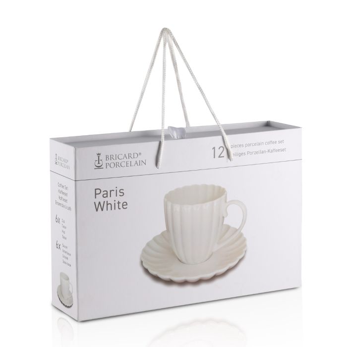 Bricard Paris Koffieset - 12-delig - Wit - 275ml - Porselein - Koffiekopjes