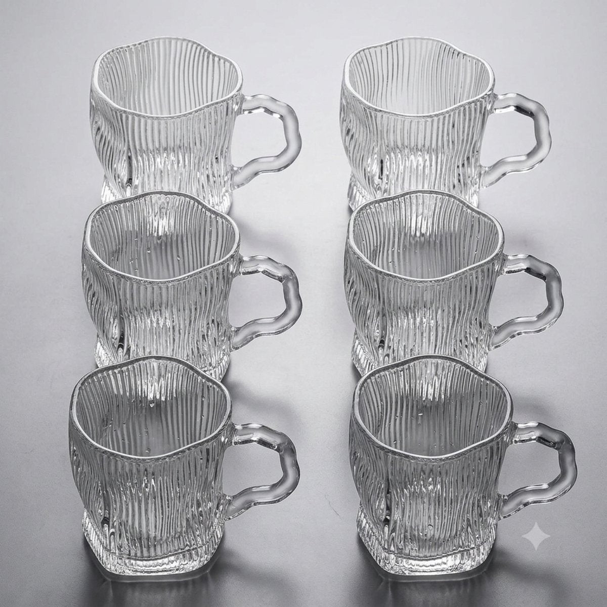 Bricard Ronda Lines Theeglazen - Set van 6 - Geribbeld Glas