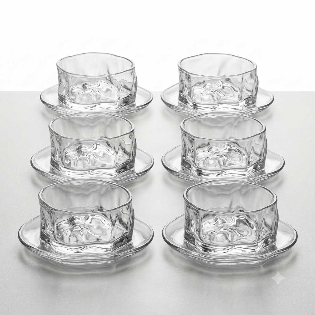 Bricard Ronda Schaaltjes met Schotel - Ø11 cm - 12-delig - Transparant Glas