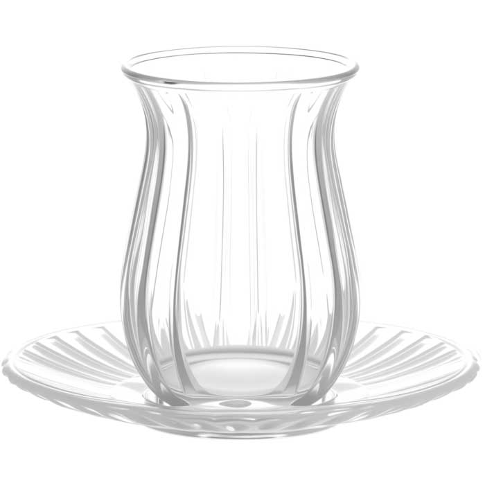 Bricard Sierra - Turkse Theeglazen met Onderzetters - 12-delig - 6-Persoons - 160ml