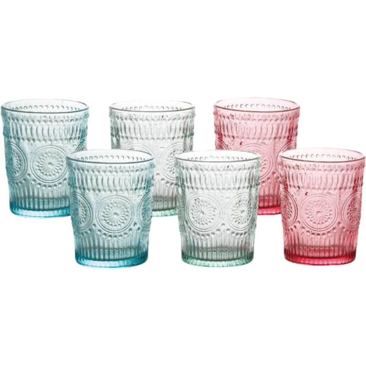 Cheffinger Drinkglazen - Set van 6 - 300ml - Kleurrijke Vintage Glazen