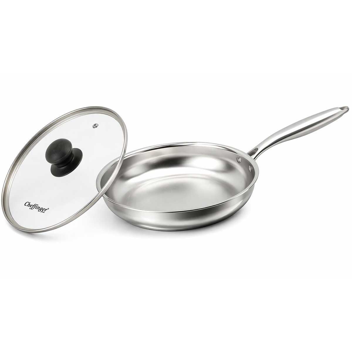 Cheffinger Koekenpan met Deksel - 28cm - RVS - Zilver