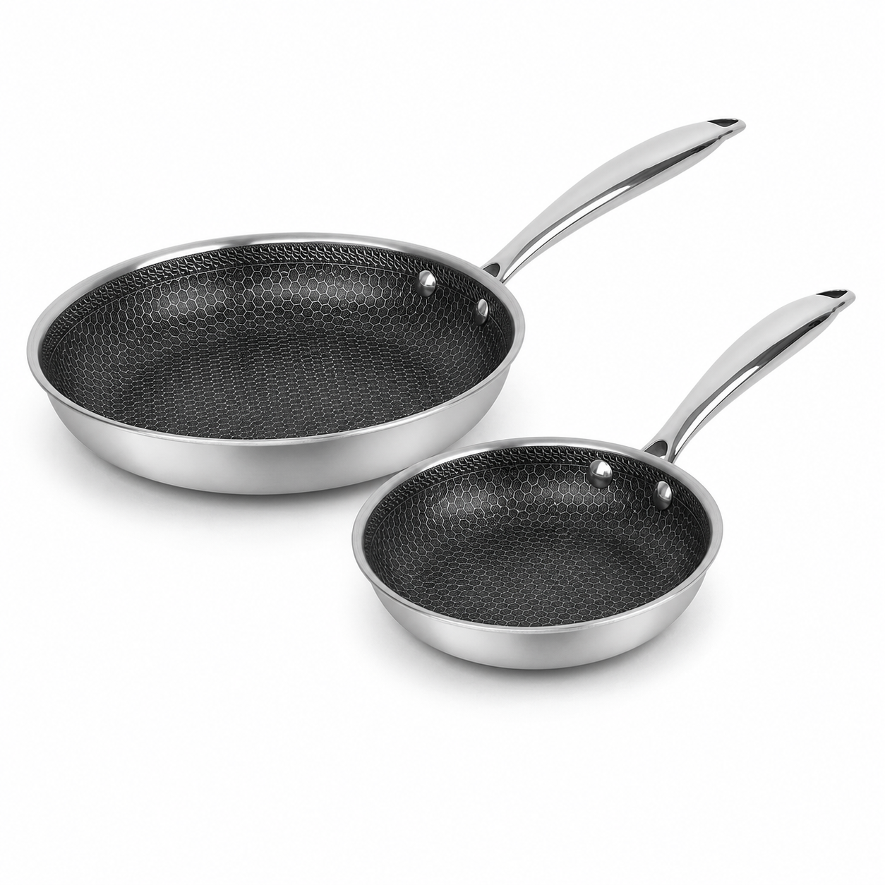 Cheffinger Koekenpannen - Set van 2 - 24cm & 28cm - RVS - Honingraat - Inductie